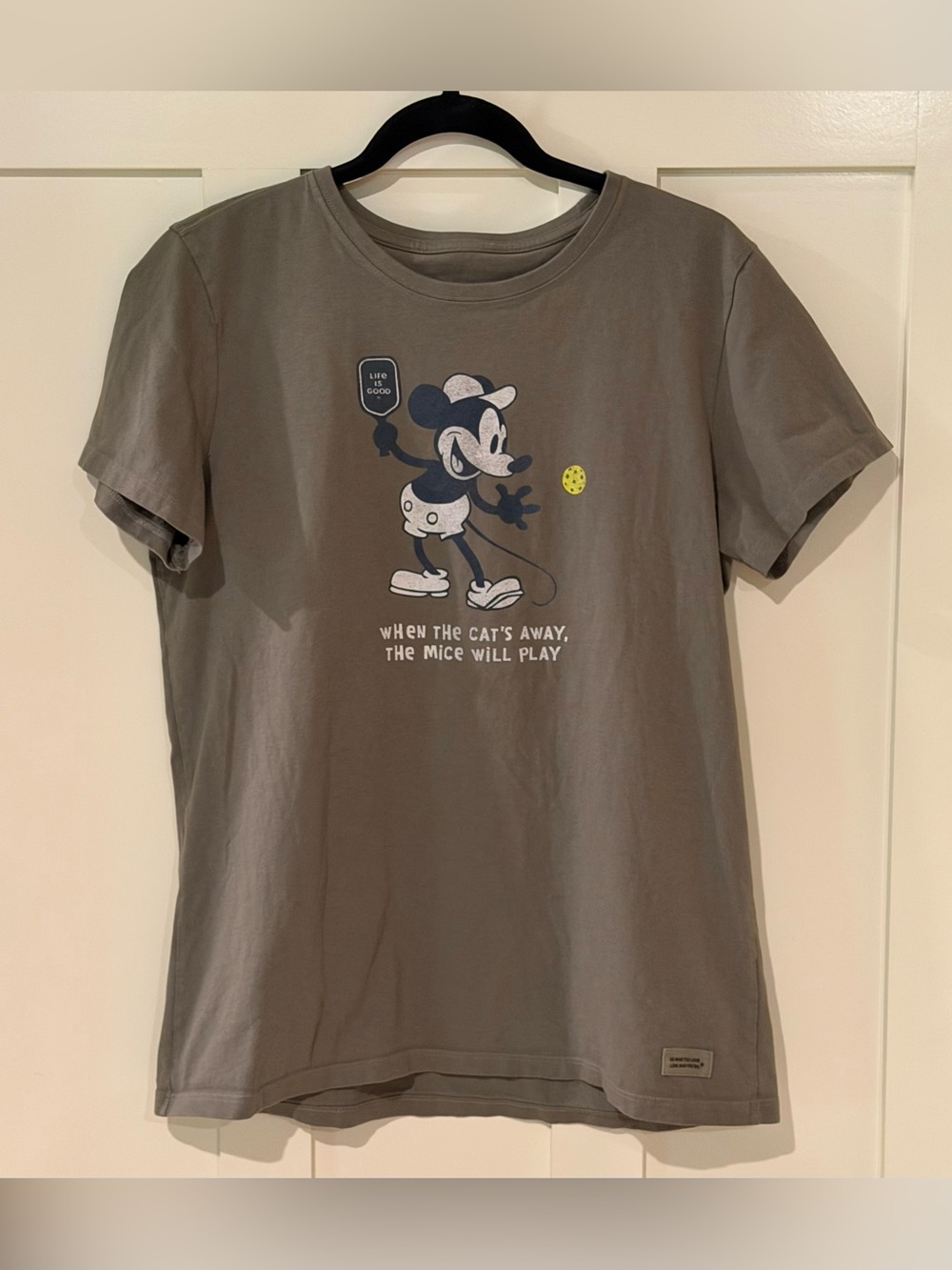 Life Is Good Mickey Mouse Pickleball Short Sleeve Crusher Tee Miss Green Large
